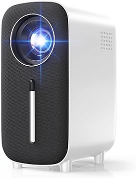 Mini Bluetooth Portable Movie Projector - HISION 1080P Projector 4K Home Outdoor TV Projector 8500L Video LED Projector Compatible with TV Stick Laptop Phone Tablet HDMI USB DVD- White