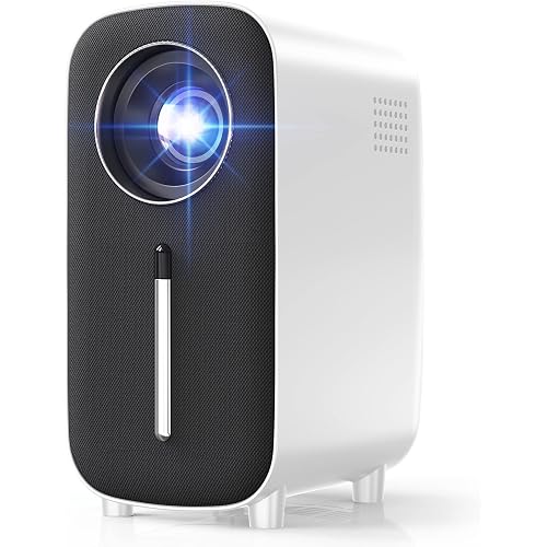 Mini Bluetooth Portable Movie Projector - HISION 1080P Projector 4K Home Projector Outdoor TV Projector 8500L Video LED Projector Compatible with TV Stick Laptop Phone Tablet HDMI USB DVD White