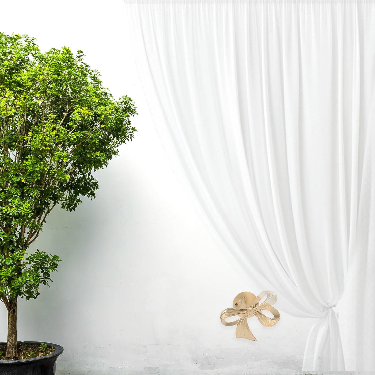 DECHOUS Crochets Muraux à Nœud en Laiton Doré Embrasses de Rideaux Décoratives pour Salon Chambre Bureau Supports Multifonctions pour Vêtements et Porte-Clés