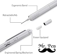 Vista 3 de Mr. Pen - Lápiz mecánico de 0.028 in con estuche, lápices de dibujo de metal