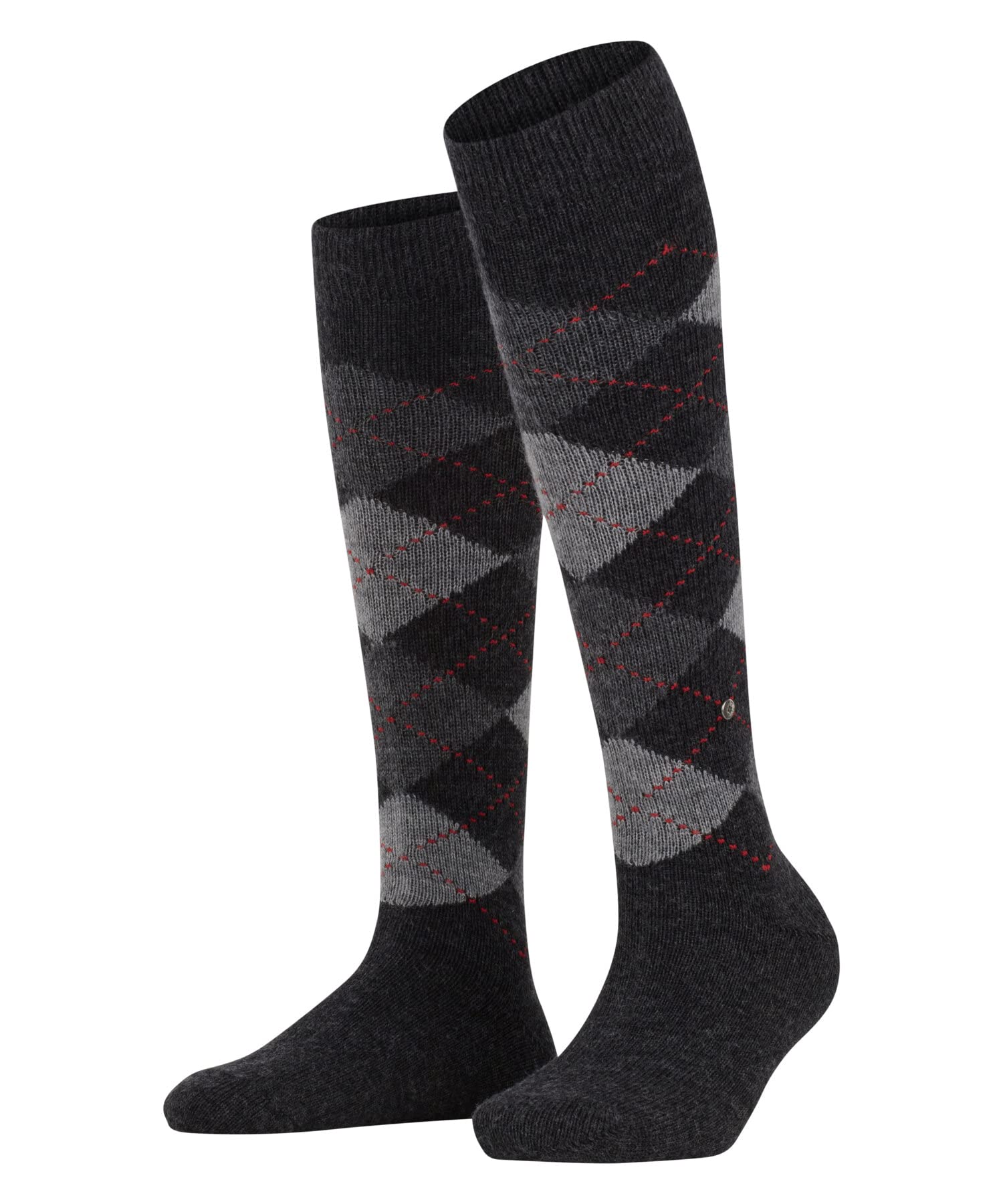 Burlington Women's Whitby W Kh Warm Soft Long Patterned 1 Pair Knee-High Socks, Grey Anthracite Mouline 3087, 3.5-7