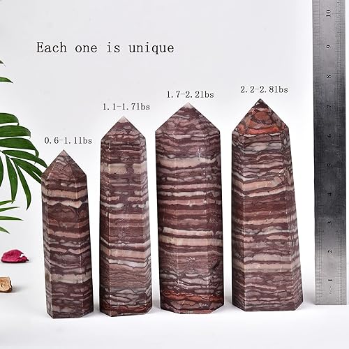 Miniatura 9 de JIC Gem Torre grande de cristal curativo de jade verde azulado Hsiuyu, torre de 6 piedras preciosas facetadas, columna de cristal, rejilla de