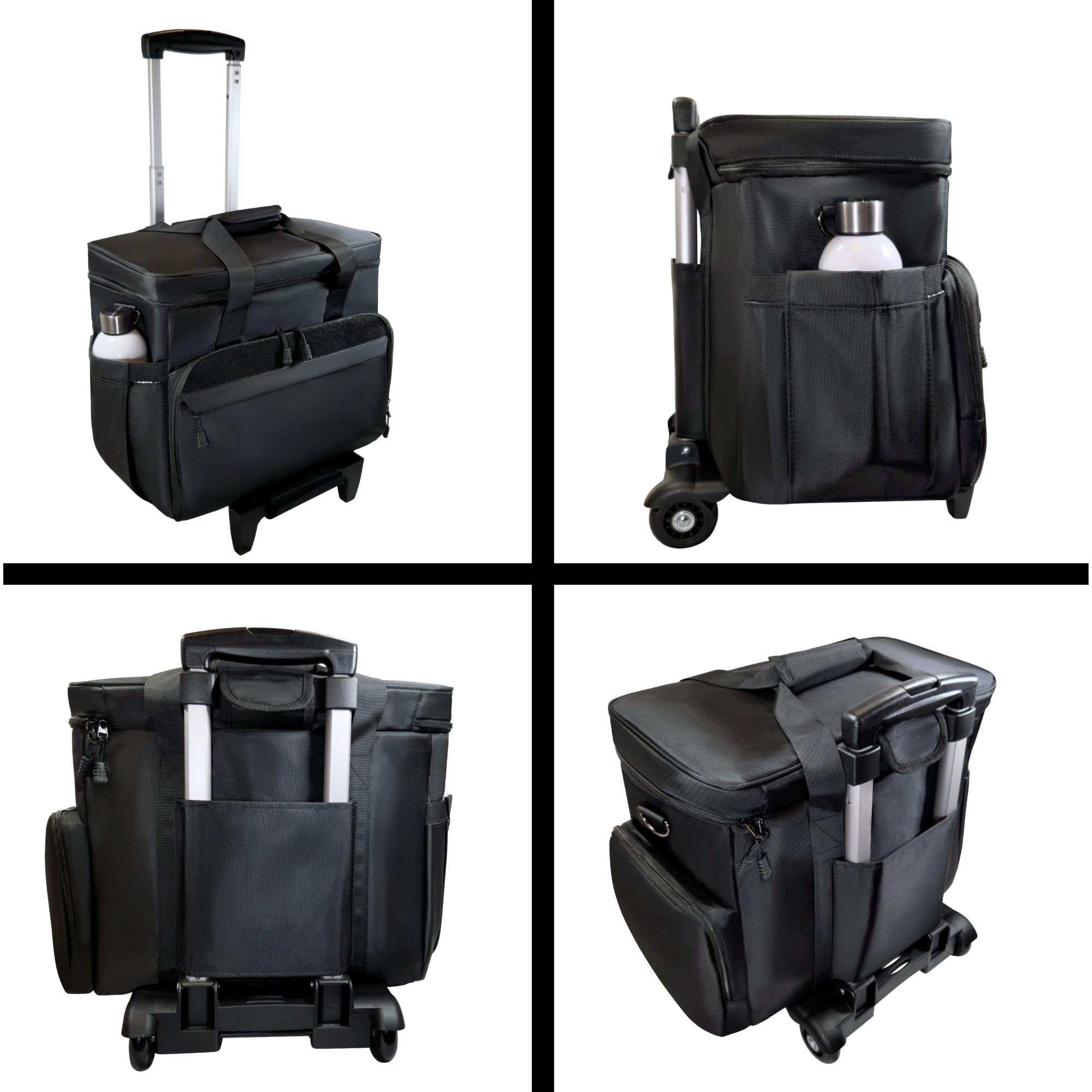 Rollende Lehrer-Tragetasche mit Rollen und Laptopfach, Lehrertasche mit Rollen für Lehrer, Abnehmbarer Trolley, Büro, Handwerk, Schwarz