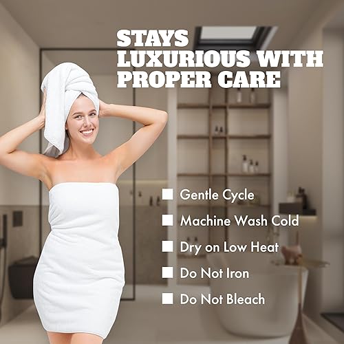 Vista 70 de Wealuxe - Juego de 6 toallas de baño blancas de 24 x 50 pulgadas, juego de toallas de algodón extra absorbentes para baño Blanco,Negro,Gris,Azul