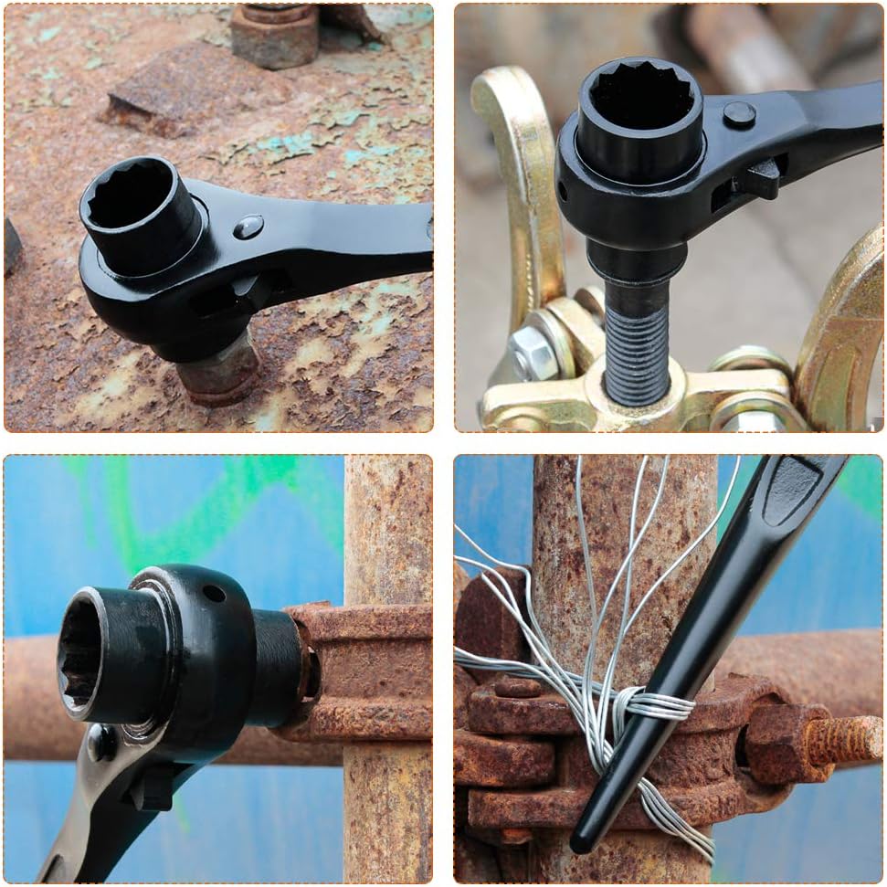 12 Point Ratchet Spanner, 30mm x 32mm Metric Combination Spanner Double Ended Socket Ratcheting Scaffold Wrench for Fitter, Mold Manufacturing (Black)