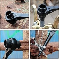 Vista 7 de Andamio Ratchet Podger Llave inglesa, llave métrica de trinquete combinada, llave de liberación rápida, 12 puntos, cola puntiaguda, negro, 0.748 in