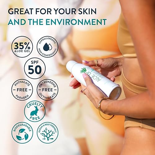 Miniatura 4 de Aloe Up Protector solar blanco en aerosol continuo SPF 30  Protector solar suave en aerosol facial con aloe, spray protector solar facial no graso