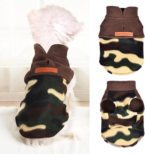 Miniatura 7 de Chaleco de forro polar para perro, ropa de invierno para mascotas para perros pequeños, niño o niña, suéter de camuflaje cálido para mascotas,