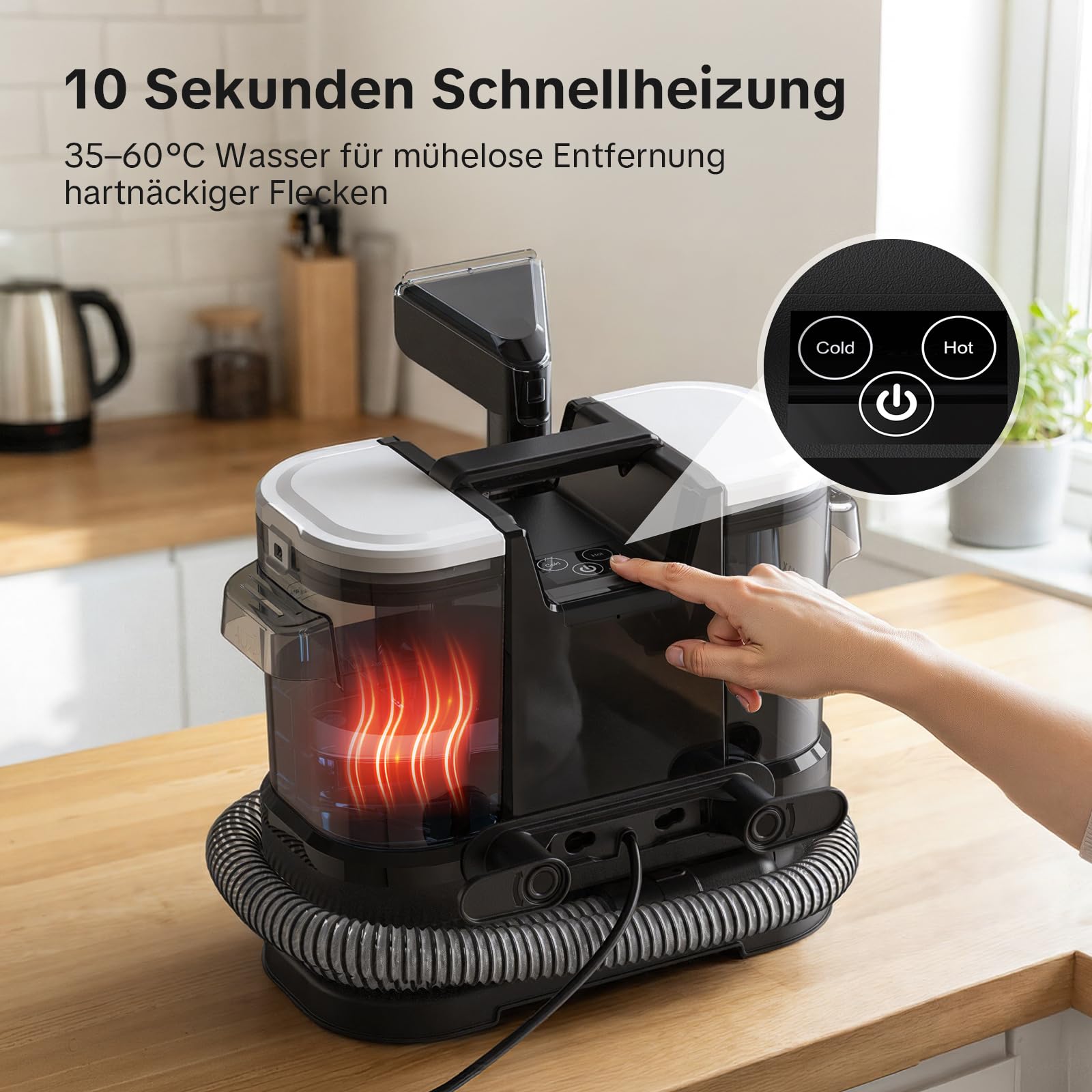Lubluelu Nasssauger Polsterreiniger Gerät 20 kPa, 1400 W, Teppichreiniger Waschsauger mit 10 Sek. Schnellheizung auf 35–60 °C und Selbstreinigung, tragbarer Teppichreiniger für Auto, Teppiche & Sofas