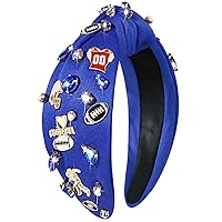 Vista 1 de mokkia Diadema de fútbol para mujer, accesorios de fútbol para mamá, con diamantes de imitación de cristal, diadema ancha con nudo superior