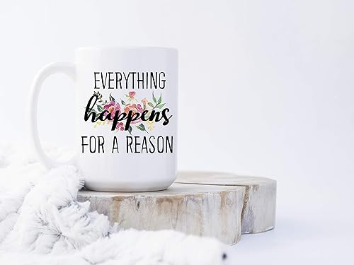 Miniatura 3 de Everything Happens For A Reason - Taza de café de cerámica grande de 15 onzas, color blanco