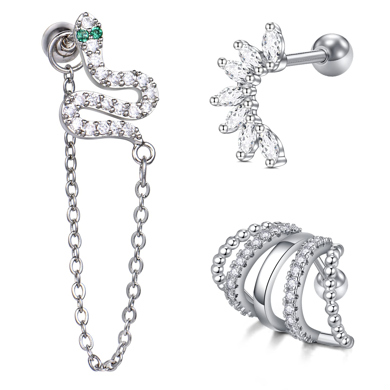 Mayhoop Piercing Tragus Helix Cartilago Oreja Acero Quirurgico 16G con ópalo Aros Herradura Piercing Joyería