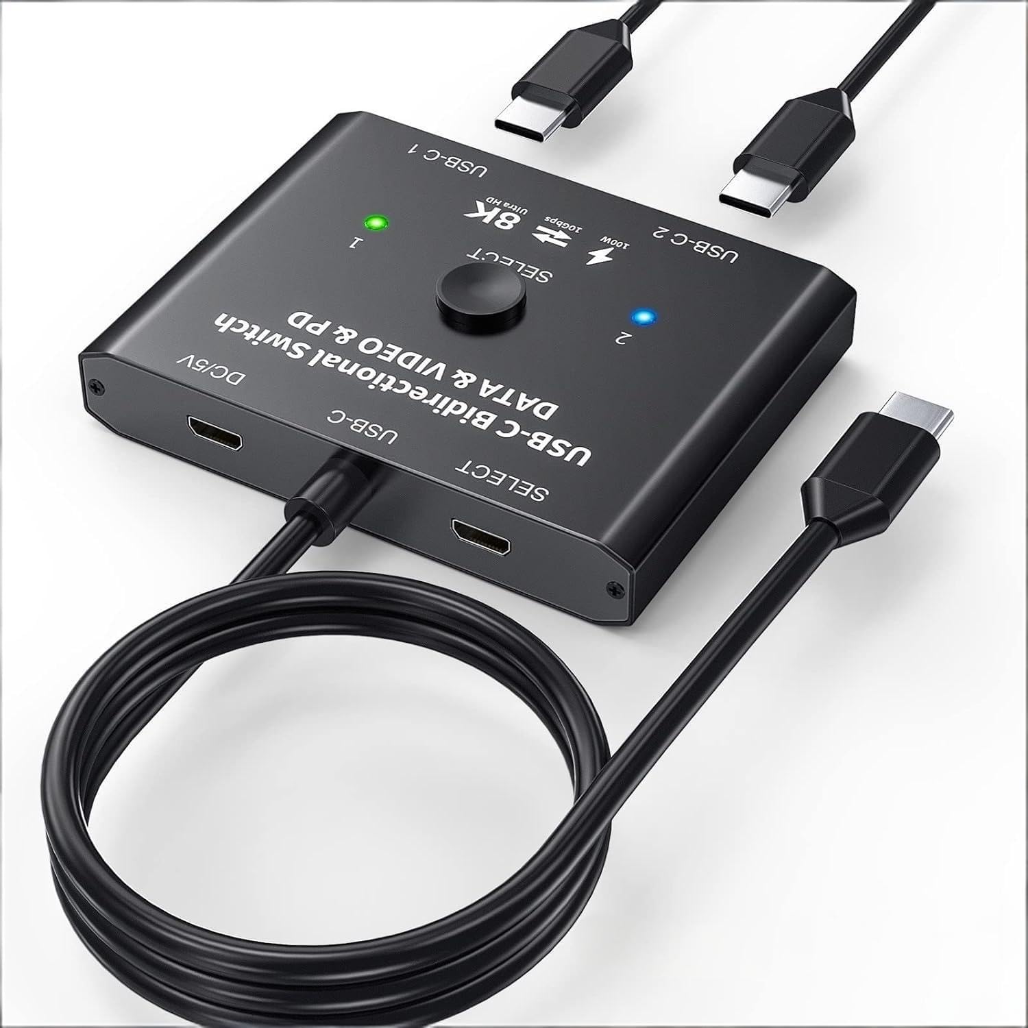 8K USB C Switch 2 Computers, Bi-Directional USB C Switch 1 in 2 Out/ 2 in 1 Out, USB Switcher 2 Computers Share USB Devices for Printer, Keyboard, Mouse, No Compatible with Docking Station-image-37