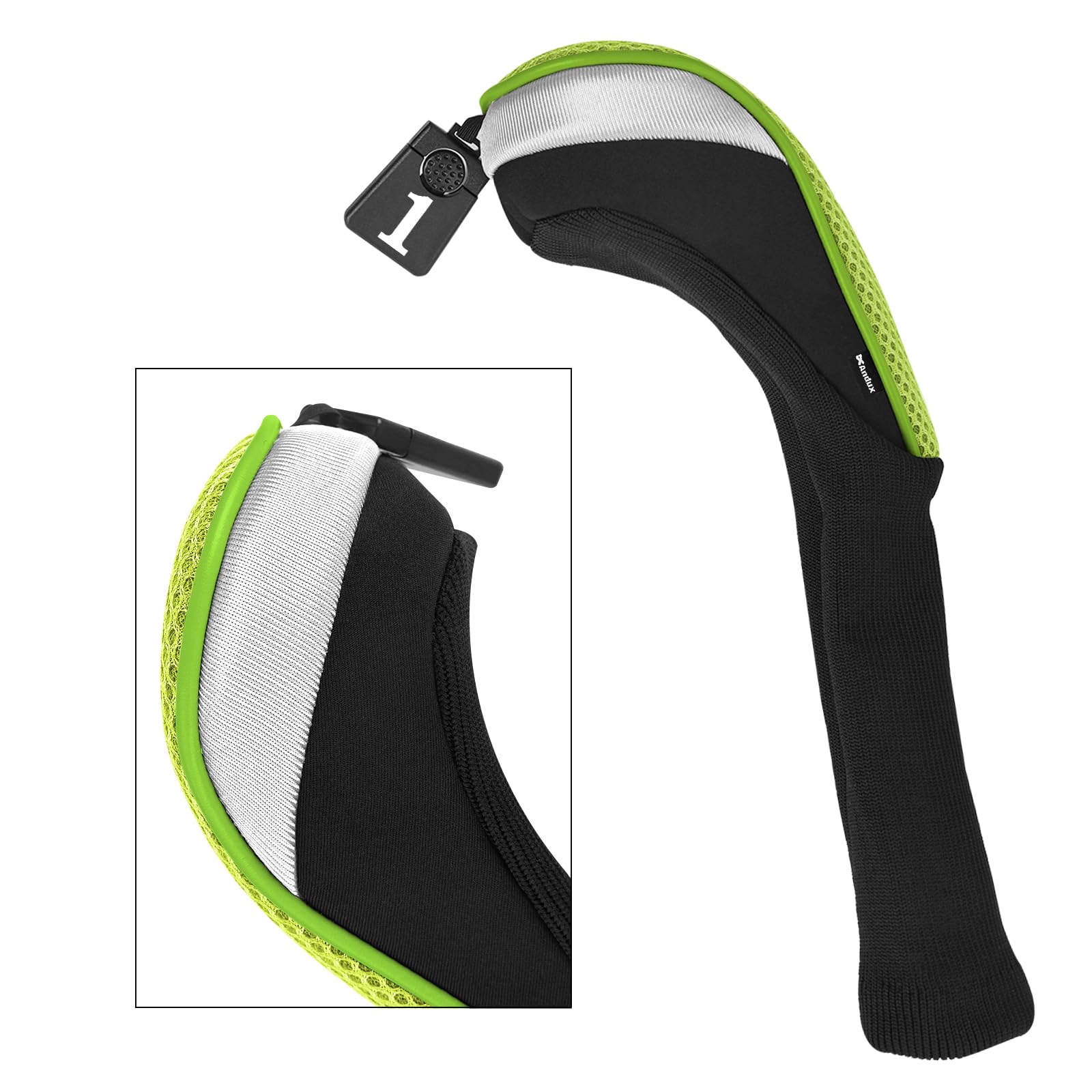 Andux Golf Schlägerkopfhüllen für Driver, 460 cc, Langer Hals Grün