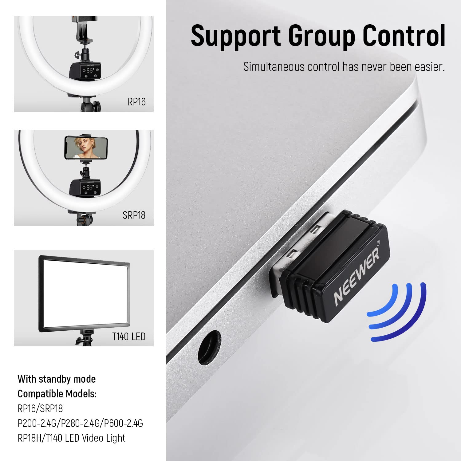 NEEWER transmetteur USB Bluetooth pour PC et Mac NW-BT Dongle USB déclencheur télécommande pour centre de contrôle NEEWER pour lumières vidéo