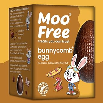 Moo Free Easter Egg Bulk Buy – Dairy Free | Gluten Free | Vegan Milk Chocolate | Easter Egg Hunt, Kids Party Bags & Family Treats (3 Box, Bunnycomb)