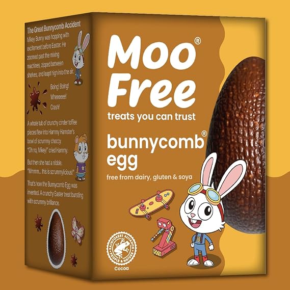 Moo Free Easter Egg Bulk Buy – Dairy Free | Gluten Free | Vegan Milk Chocolate | Easter Egg Hunt, Kids Party Bags & Family Treats (3 Box, Bunnycomb)