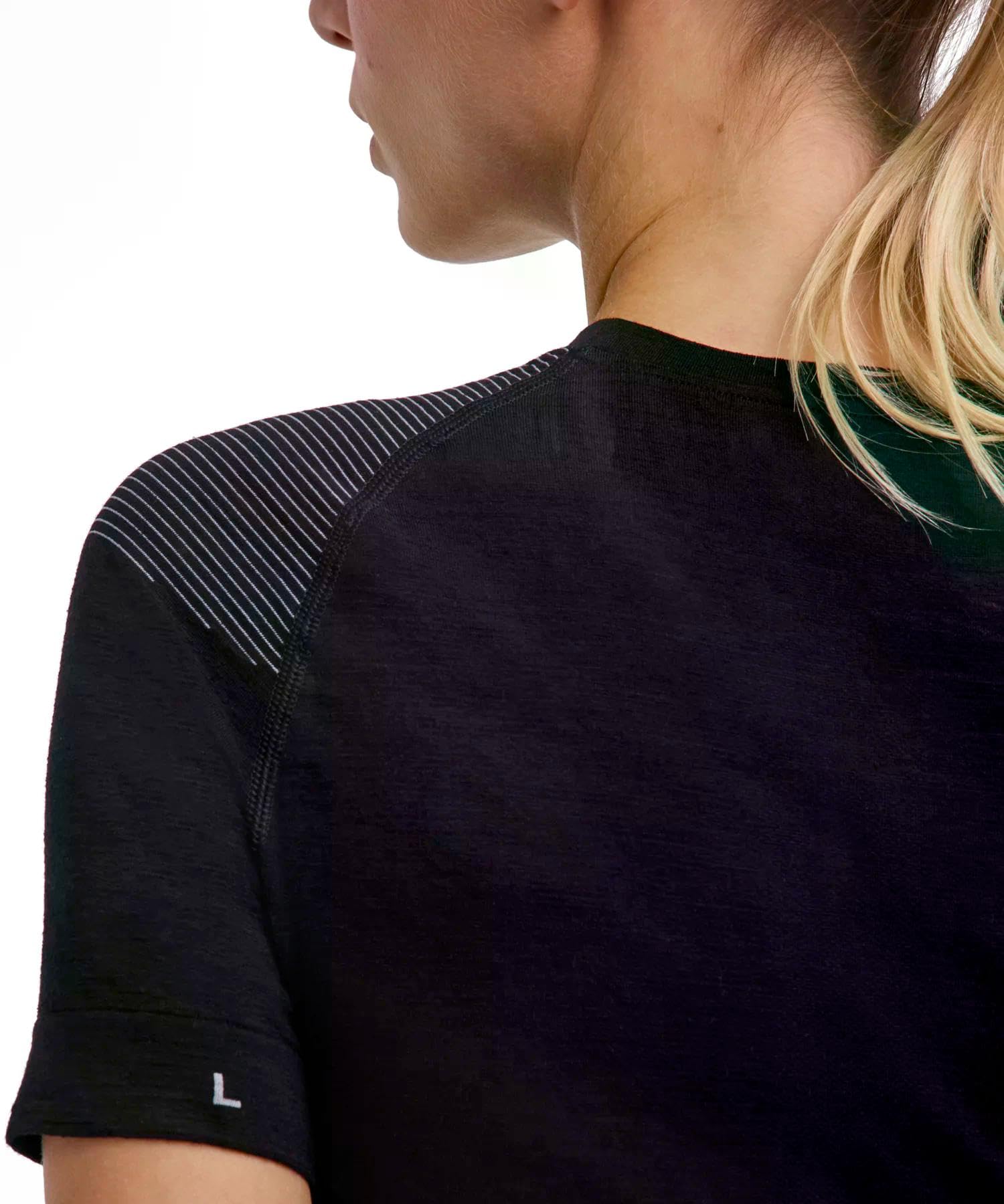 FALKE Kobiety Warstwa podstawowa (góra) Wool-Tech Light Protective W S/s Ts wełna materiał funkcjonalny regulujące klimat 1 Sztuka, Czarny Black 3000, M