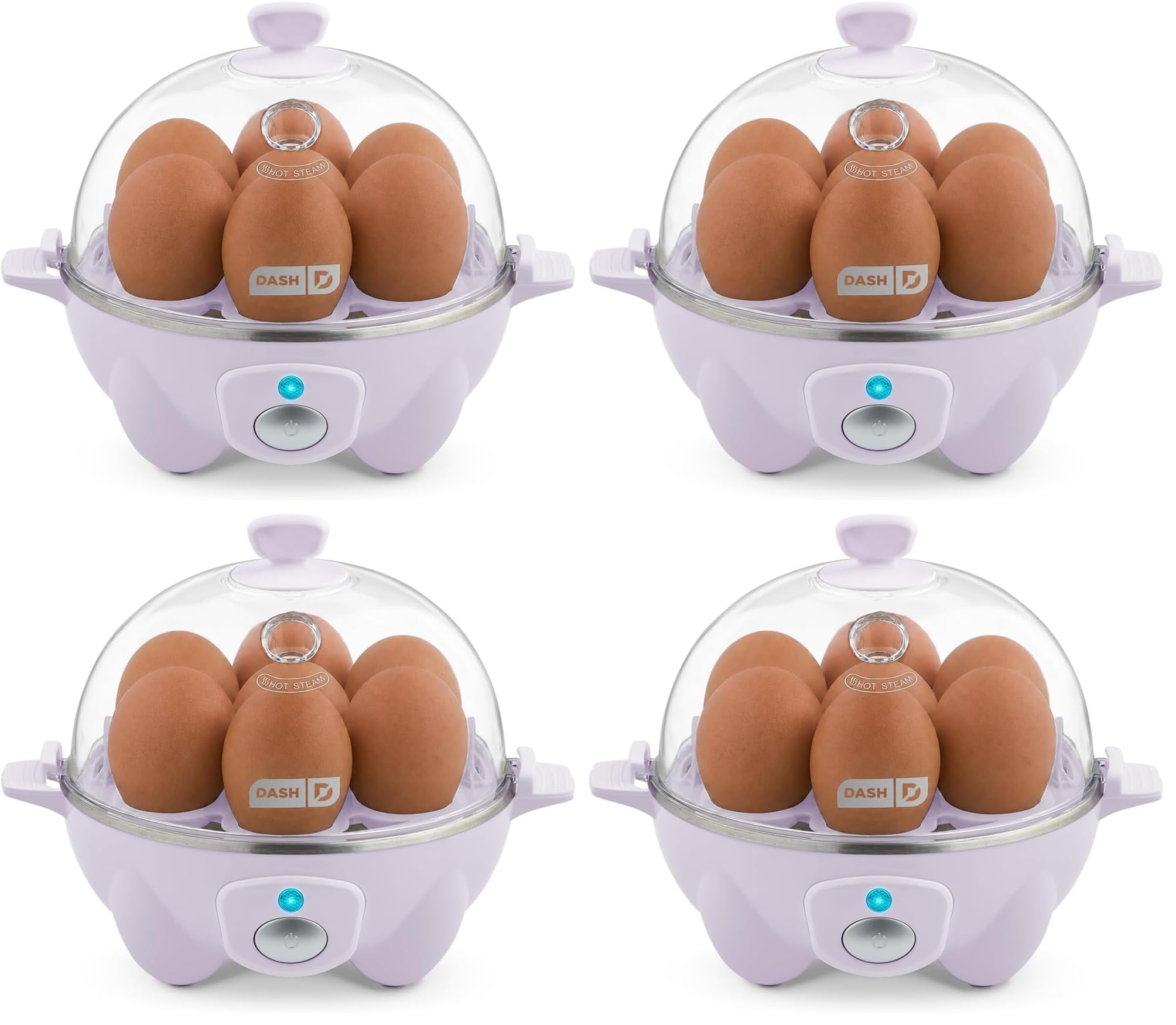Dash Rapid Egg Cooker - Boiler,Poacher &amp; Steamer - Includes Measuring &amp; Recipe Guide - Dishwasher Safe - BPA Free - Holds 7 Eggs,Lavender,(Pack of 4)
