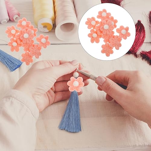 Miniatura 7 de EXCEART 10 parches de flores para planchar con bonitos bordados, para coser en flores, parches de bordado con apliques florales para ropa, bolsas de