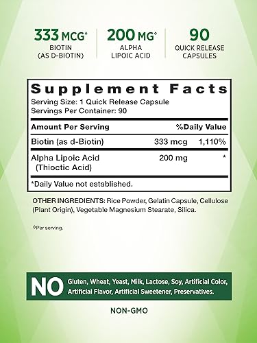 Miniatura 2 de Nature's Truth Ácido alfa lipoico  90 cápsulas  200 mg  Incluye biotina  Suplemento sin OMG y sin gluten