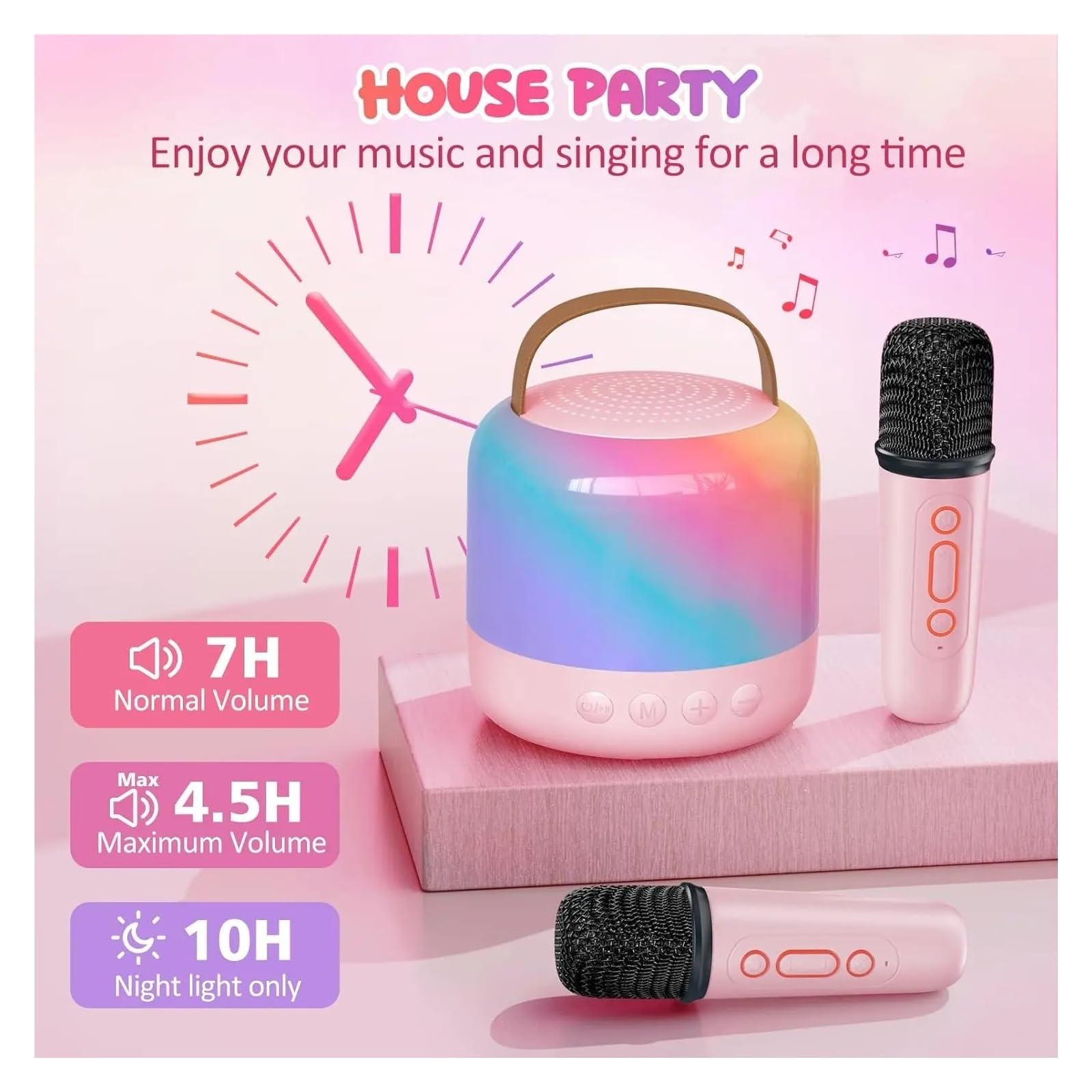 Mini Sprzęt Do Karaoke Z 2 Mikrofonami Bezprzewodowymi Przenośny Głośnik Bluetooth, Prezenty Urodzinowe I Świąteczne Dla Dzieci, Dziewcząt Chłopców Uniwersalna Kompatybilność