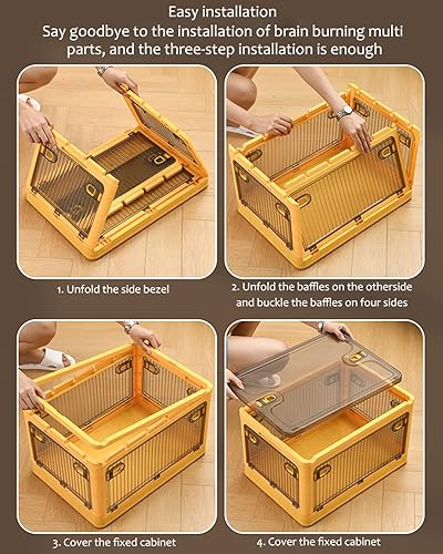 Miniatura 4 de TERGOO Paquete de 2 contenedores de plástico de 28 litros con ruedas contenedores de almacenamiento apilables de cinco puertas contenedor