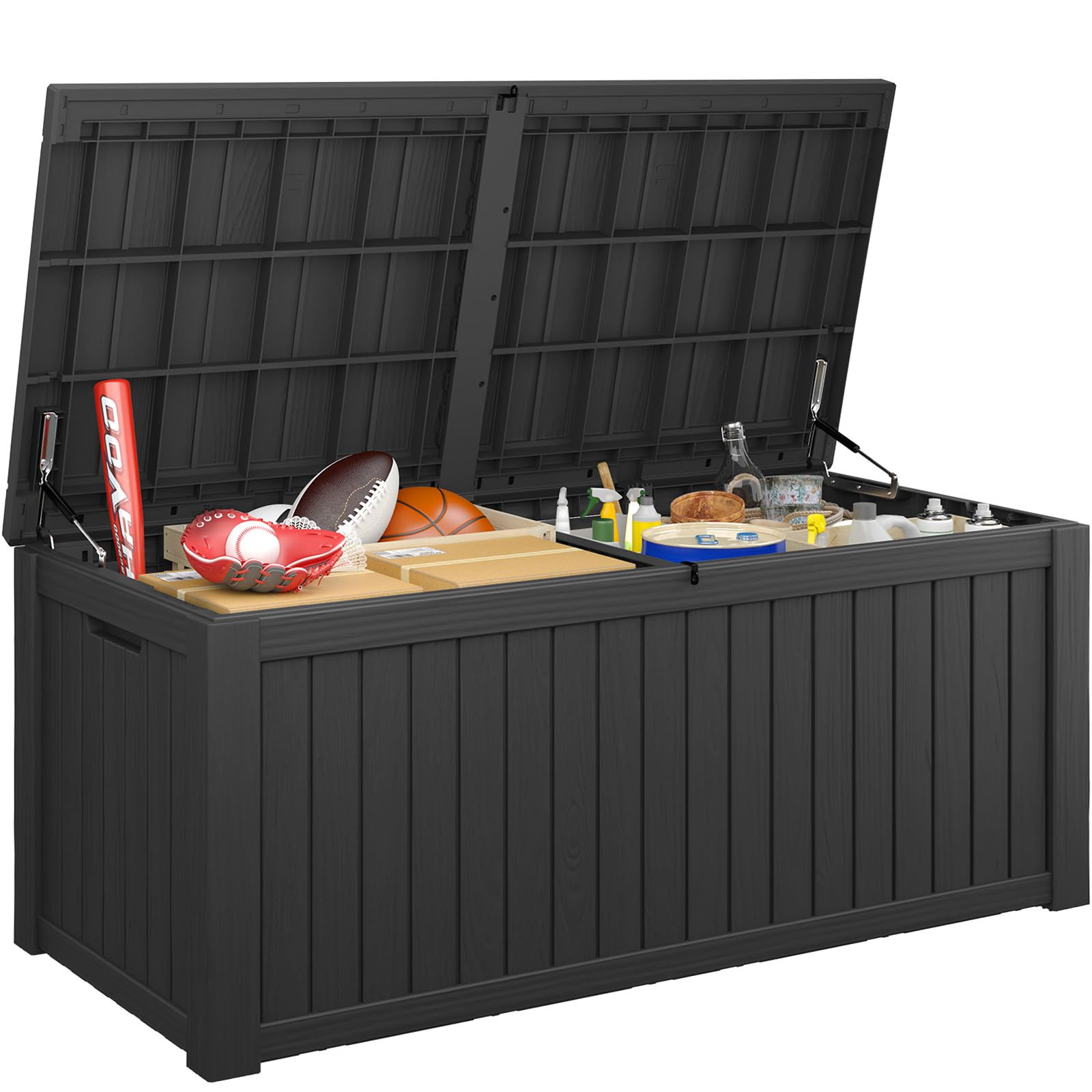 LHBGODeck Box,180 Gallon Resin Outdoor Storage Box, Waterproof and UV Resistant Lightweight Storage Deck Box for Garden Tools, Supplies