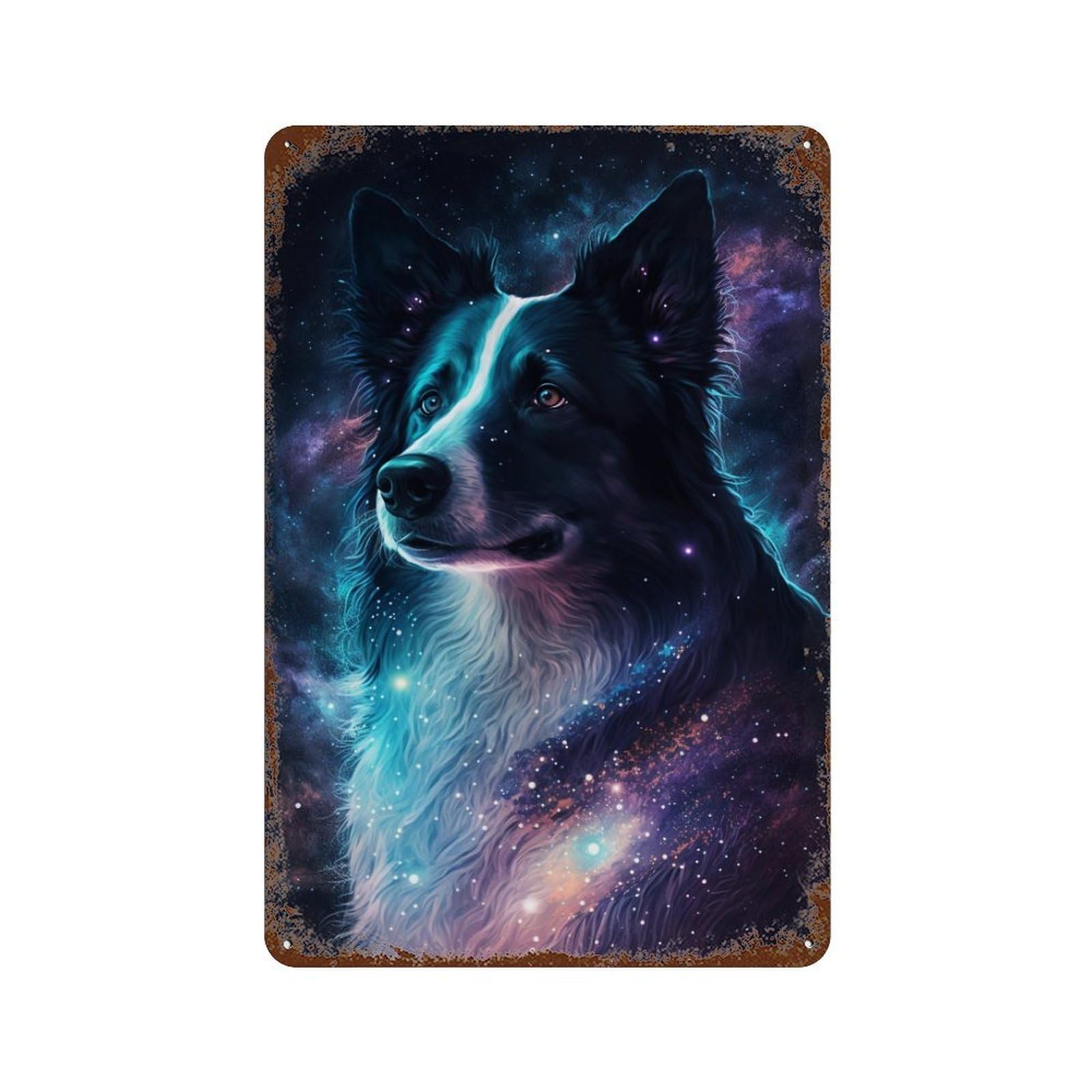 Cosmic Canine Aurora Decorative Tin Sign 11.8"x7.9", for Bistro, Counter And Cafe Decor, Novelty Wall Decor
