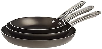 Farberware Kitchen Ease Nonstick Fry Pan Skillet Set, 8 Inch, 10 Inch, and 11 Inch, Black