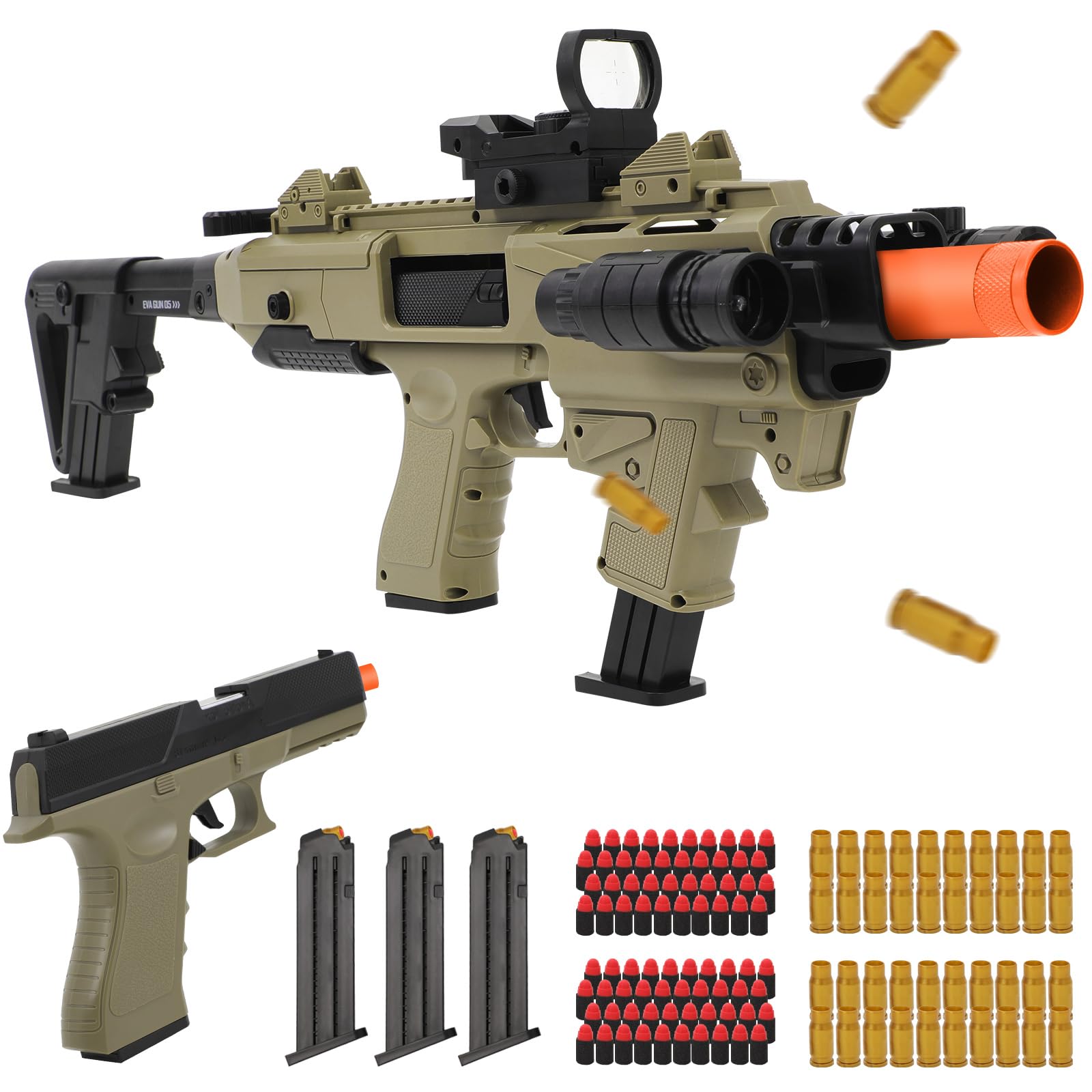 Two Modes Toy Gun Shell Ejecting Rifle for Boys with 80 Soft Bullets 40 Shells Realistic Soft Bullet Toy Guns Outdoor Shooting Games Christmas Halloween Birthday Gifts
