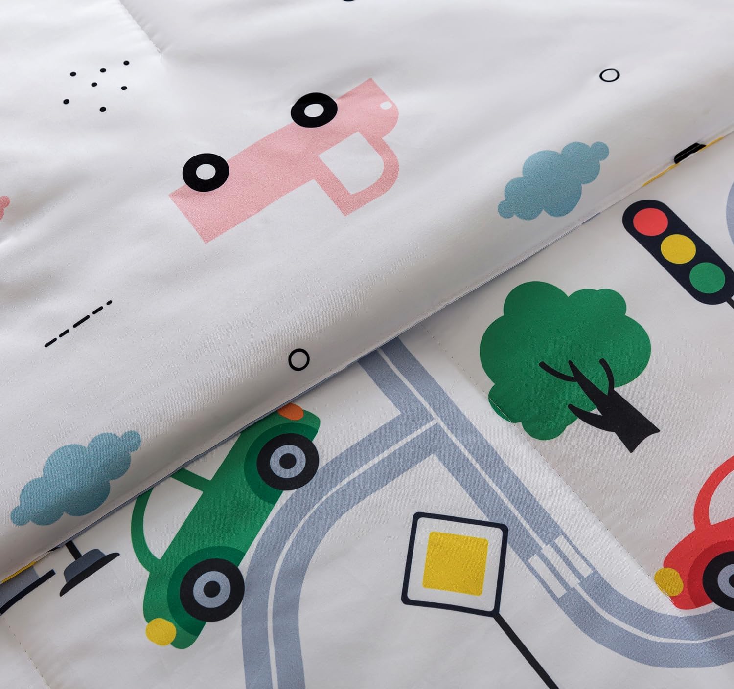 qjmiaofang Zip Up Bedding Twin 4Pcs Cars Bedding Kids Boys Girls Zipper Comforter with Sheet Soft Microfiber Cartoon Car All in One Zipper Bed Set Construction Zip Up Bed in A Bag with Fitted Sheet - Image 8