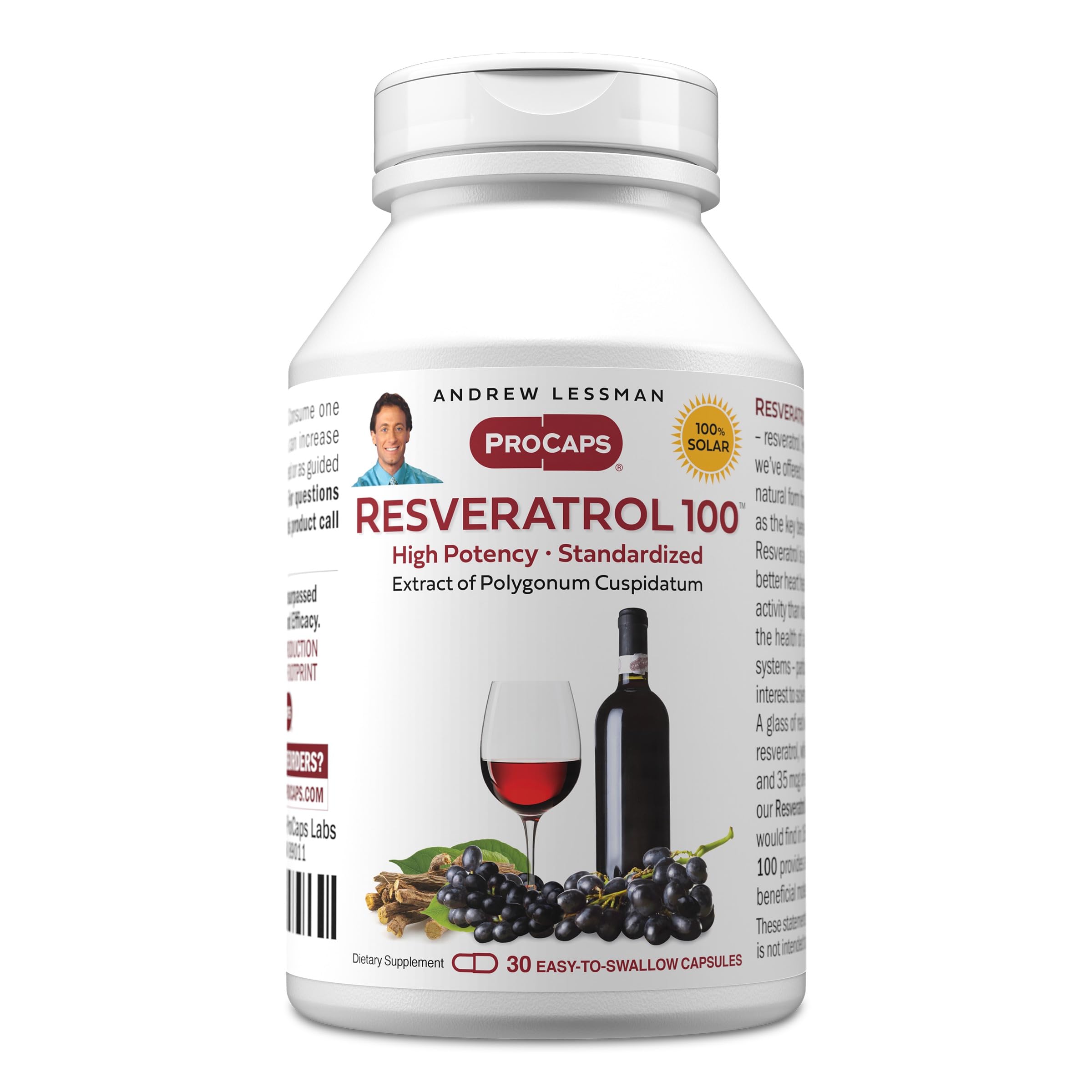 ANDREW LESSMAN ProCaps Resveratrol 100mg, 30 Capsules 30 Count (Pack of 1)