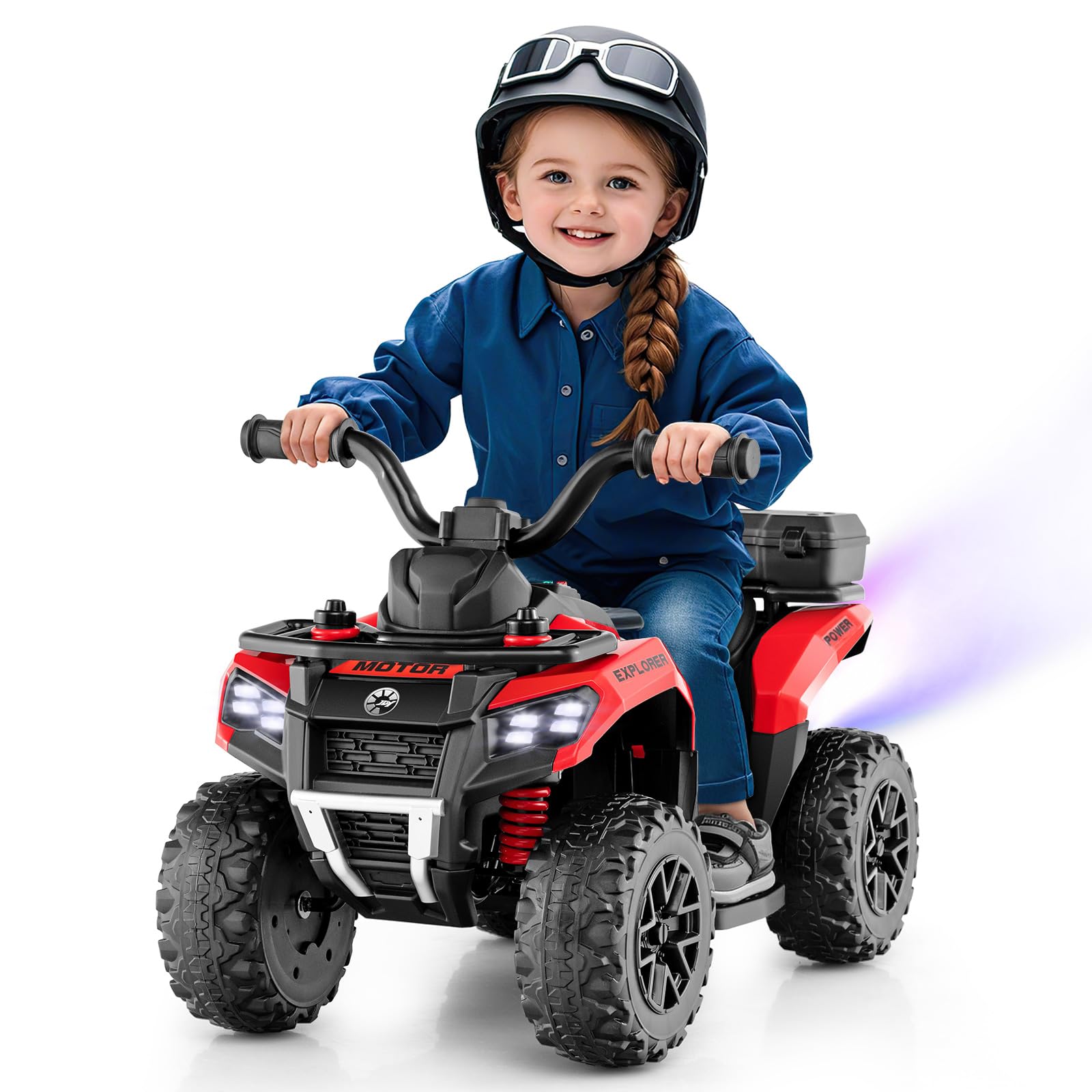 OLAKIDS Kids ATV, 6V Toddler Ride on Toy with Spray Function, Storage Trunk, Remote Control for Boys Girls (Bright Red)