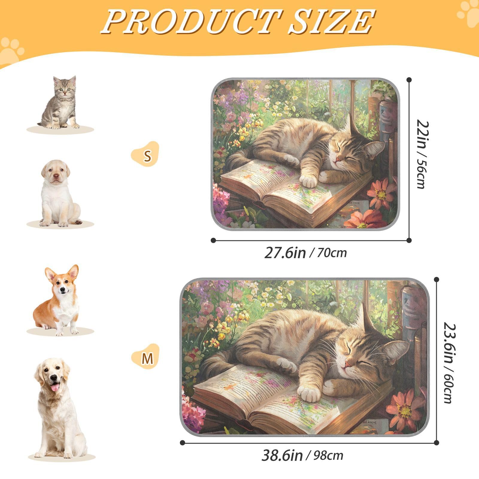 siphylline Garden Flower Sleep Cat Summer Cooling mat for Outside Self Cooling Blankets for Indoor Cats for Chicken Cats Outdoor Summer tapete enfriador para Perros S