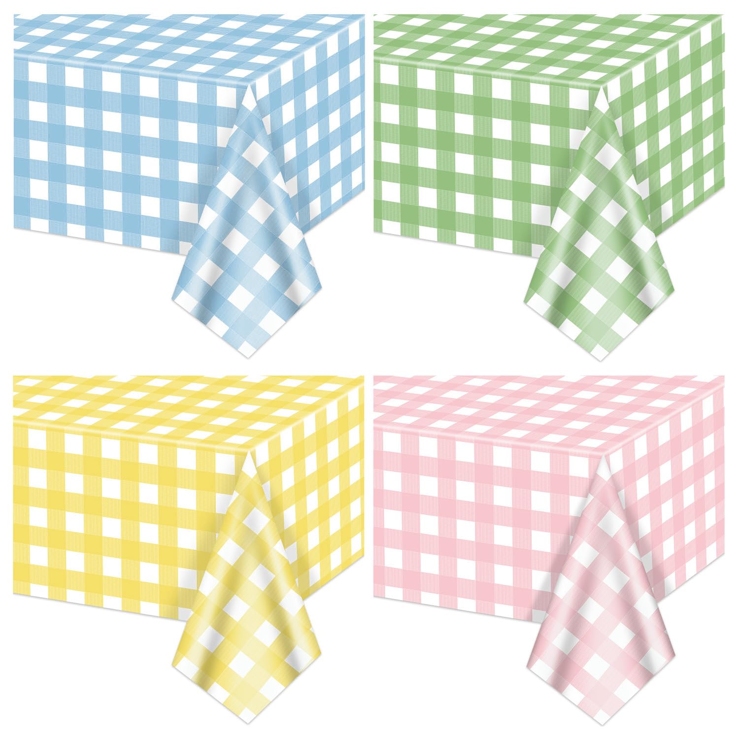 Hegbolke 4Pcs Easter Plaid Tablecloths Rectangle Pastel Checkered Table Cover for Spring Easter Picnic Baby Shower Birthday Party Decorations, 51 x 86 Inch โ image 1