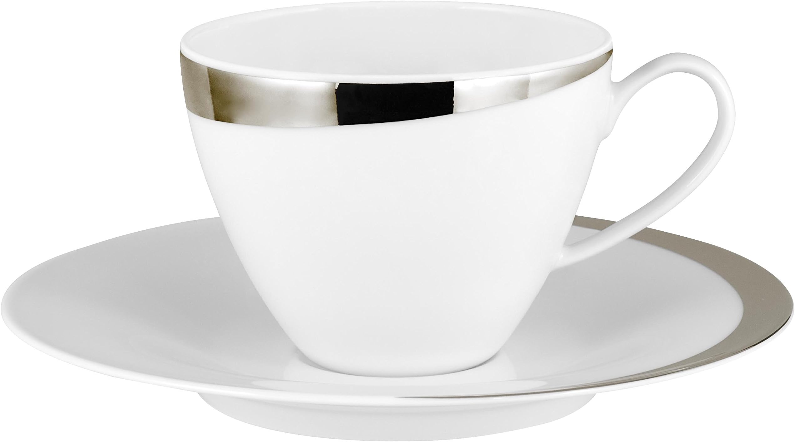 Porcel Ballerina Tea Cup with Saucer, 9.5 cm, White and Silver
