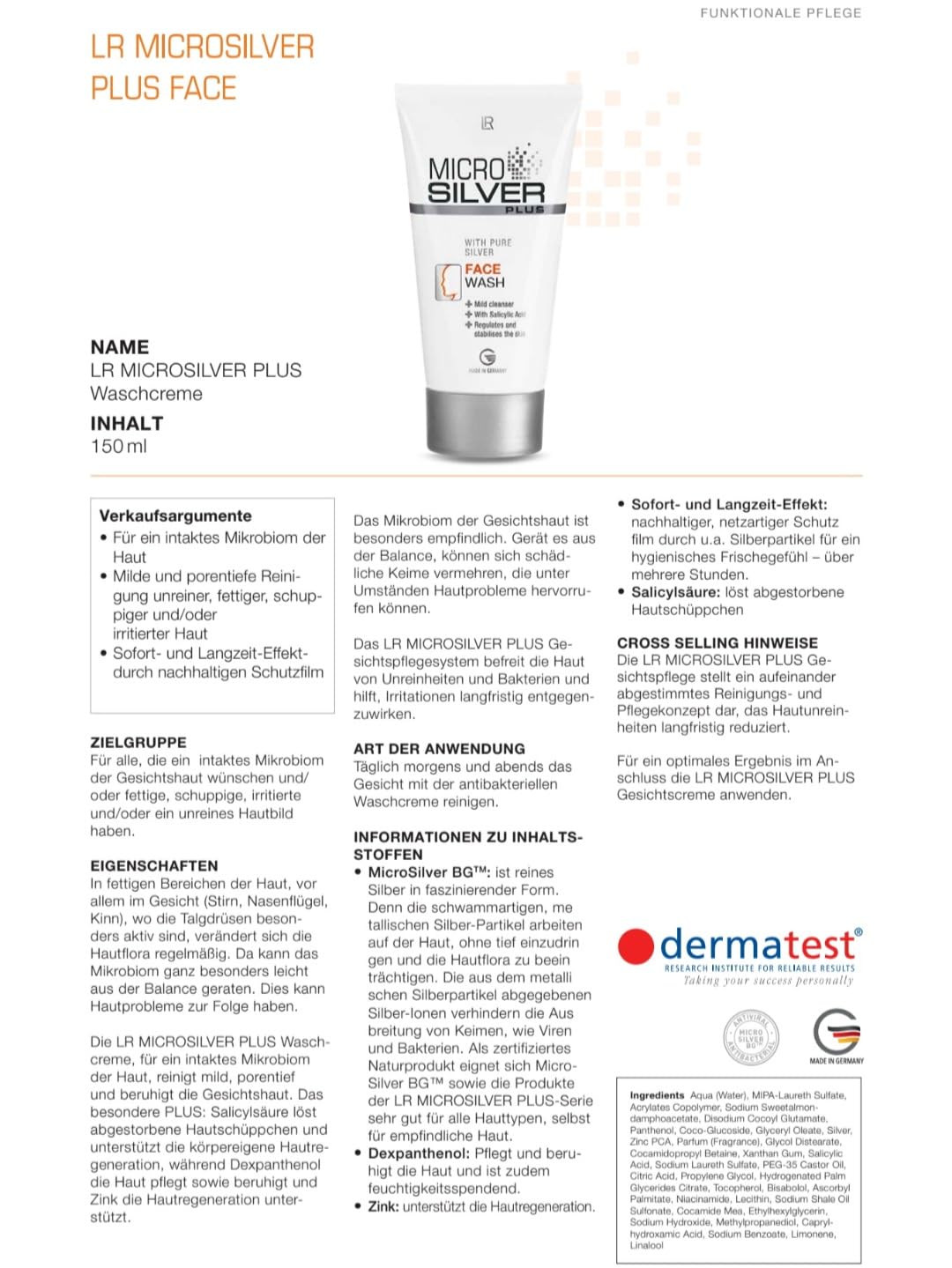 LR Micro Silver Plus Gesichtspflege Set mit reinem Silber, Gesichtswaschgel und Gesichtscreme, antibakteriell, für unreine Haut, Akne und Pickel, 2-teilig