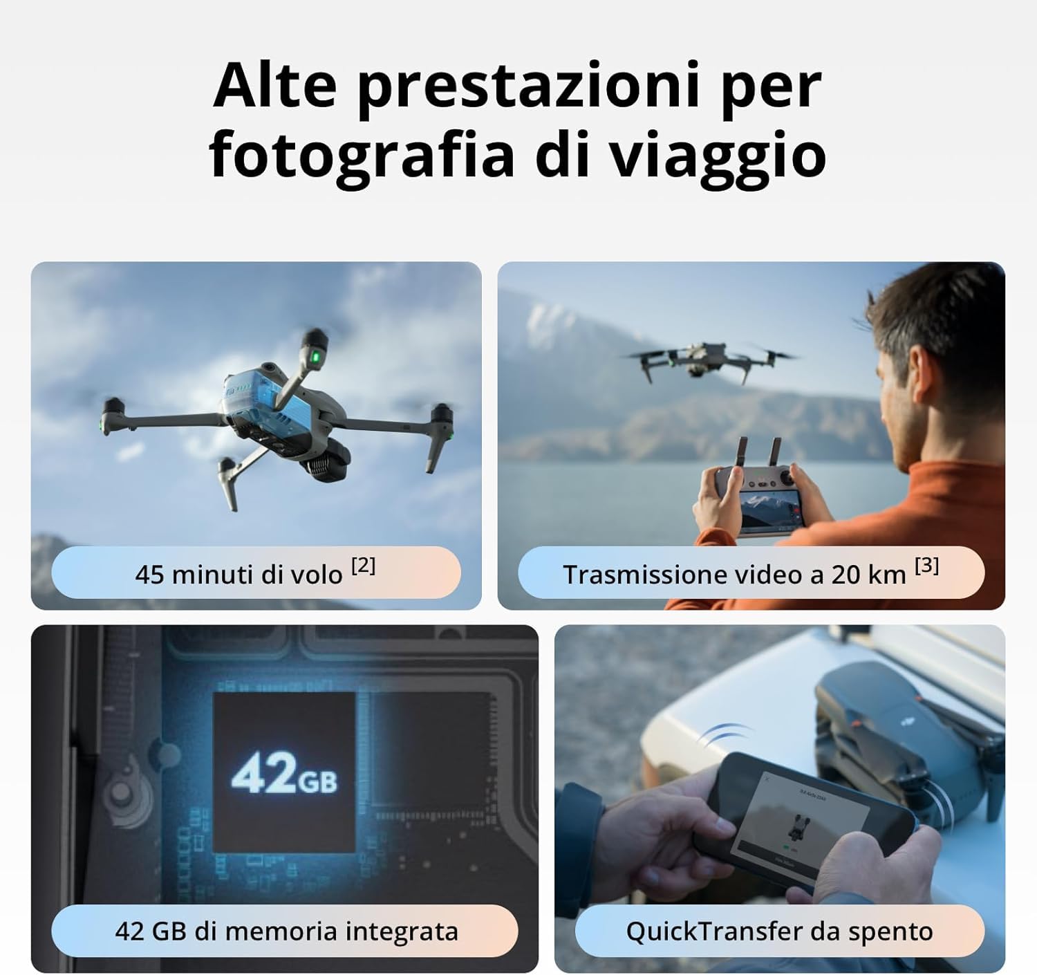 DJI Air 3S Fly More Combo (DJI RC 2) con Molteplici Accessori, Drone con Doppia Fotocamera 4K, CMOS 1" Grandangolo, Video HDR 4K/60fps, 14 Stop Gamma Dinamica, Autonomia 45 Min, Trasmissione 20 km