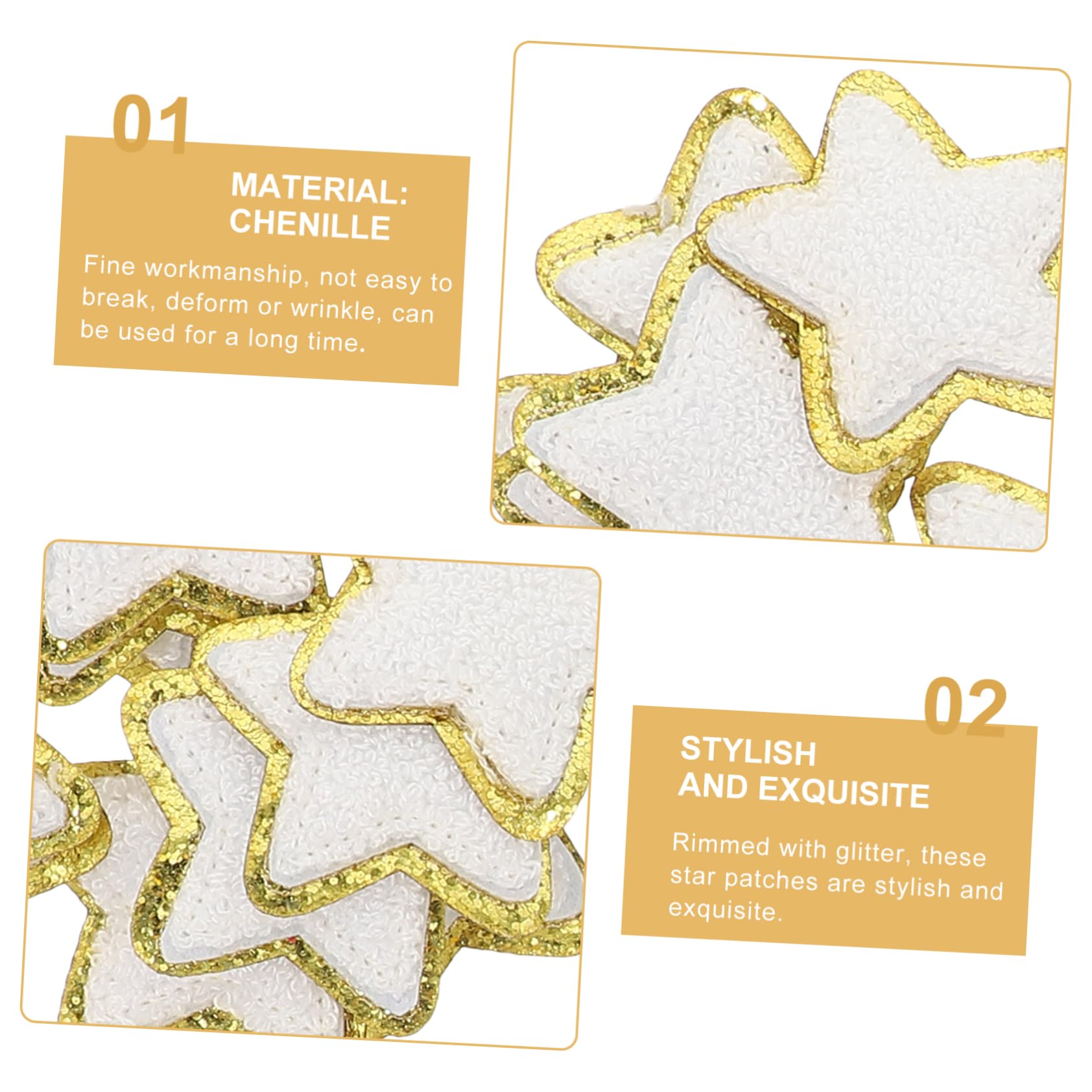 EXCEART 64stücke Glitzer Stern Aufbügler Chenille Patches Für Kleidung Taschen Hüte Jeans Langlebig Hautfreundlich Zum Dekorieren Und Reparieren