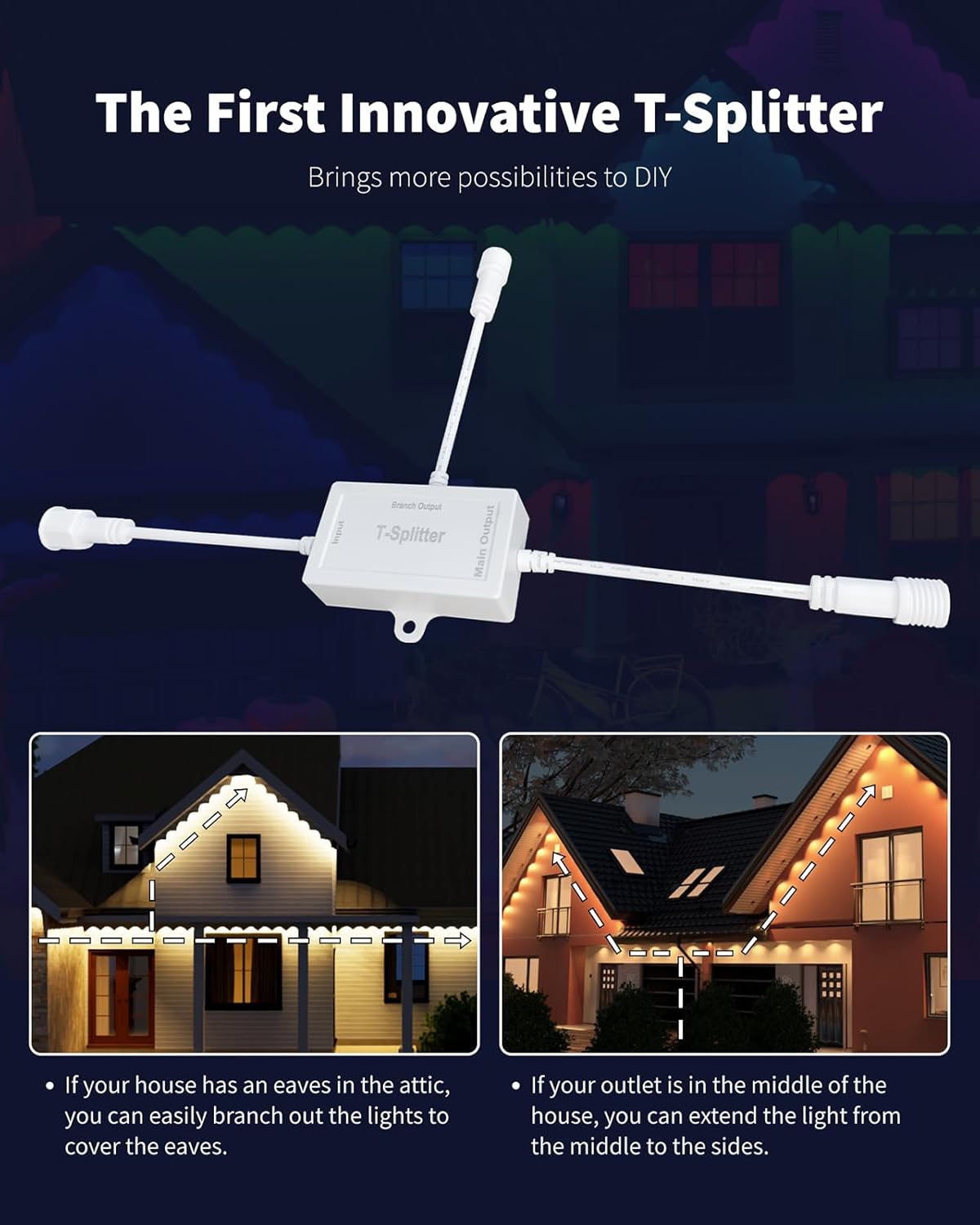 ASAHOM T-Splitter S1050 S1060 Permanent Outdoor Lights, Incompatible with S1070 S1080 Permanent Outdoor Light, White