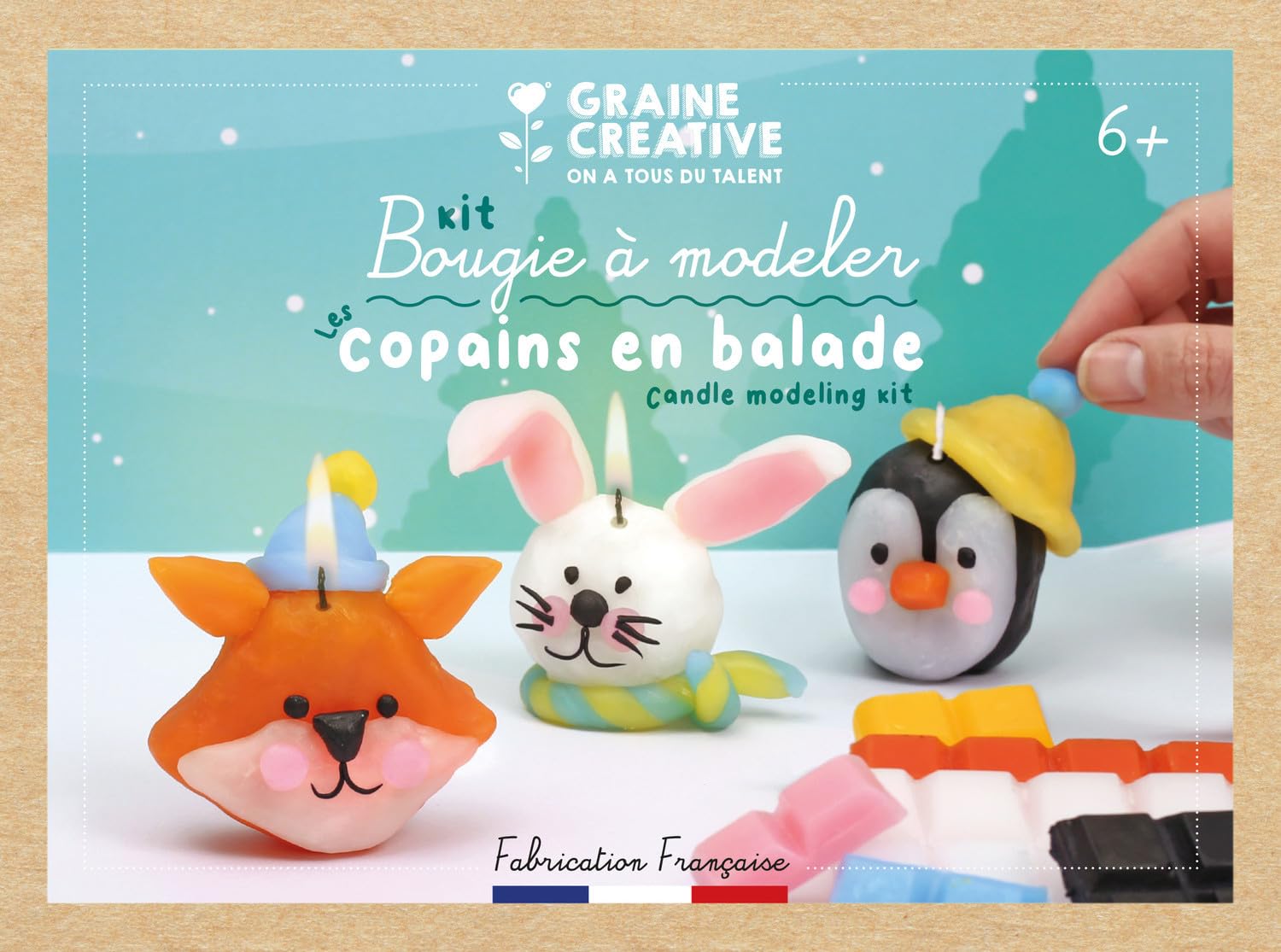 Graine Créative Children's Modelling Candles Kit Animals Winter