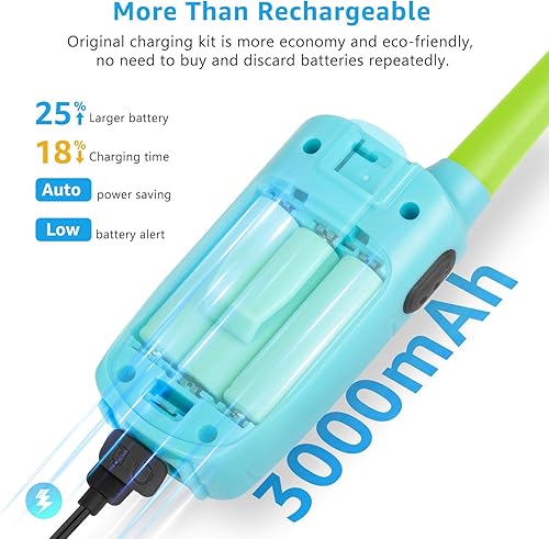 Miniatura 3 de Walkie Talkies para niños y adultos, recargable de largo alcance, paquete de 4 unidades de radio FRS de 2 vías resistente a las caídas de 4 millas