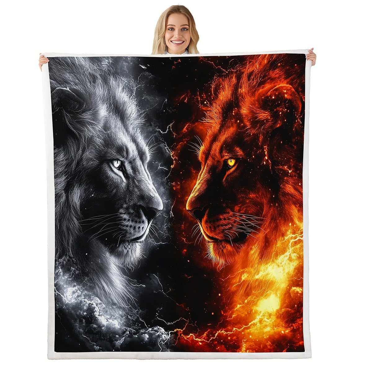 KXHHYB Coperta leone 150x200, coperta il re leone, motivo animali selvatici, per bambini, idea regalo per divano (B, 150 x 200 cm