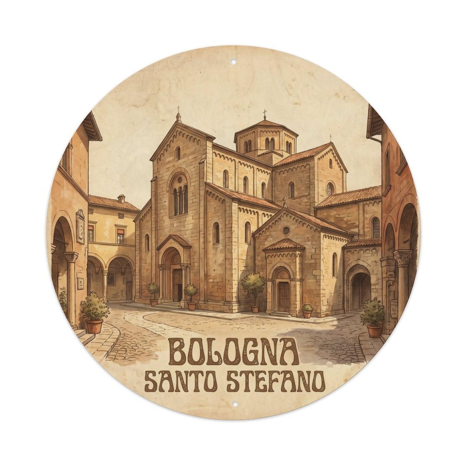Olhnbad Style Bologna Travel Culture Santo Stefano Classic Metal Tin Sign