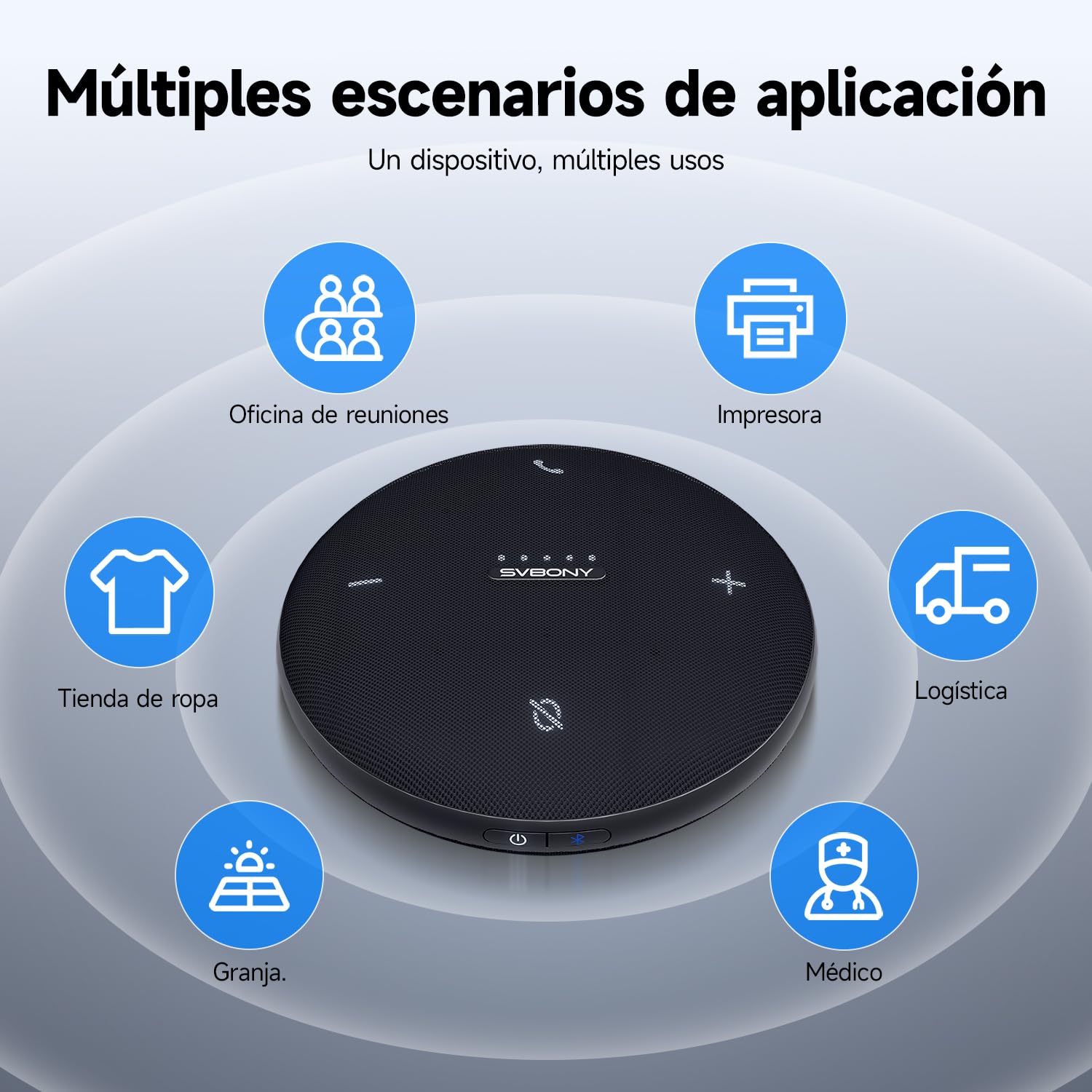 SVBONY Svhub Omni2 Altavoz y Micrófono para Conferencias, Altavoz Portátil, 4 Micrófonos con Cancelación de Ruido, Grabación de Voz Mejorada, 8Hde Duración de Llamada, para Salas de Reuniones Pequeñas
