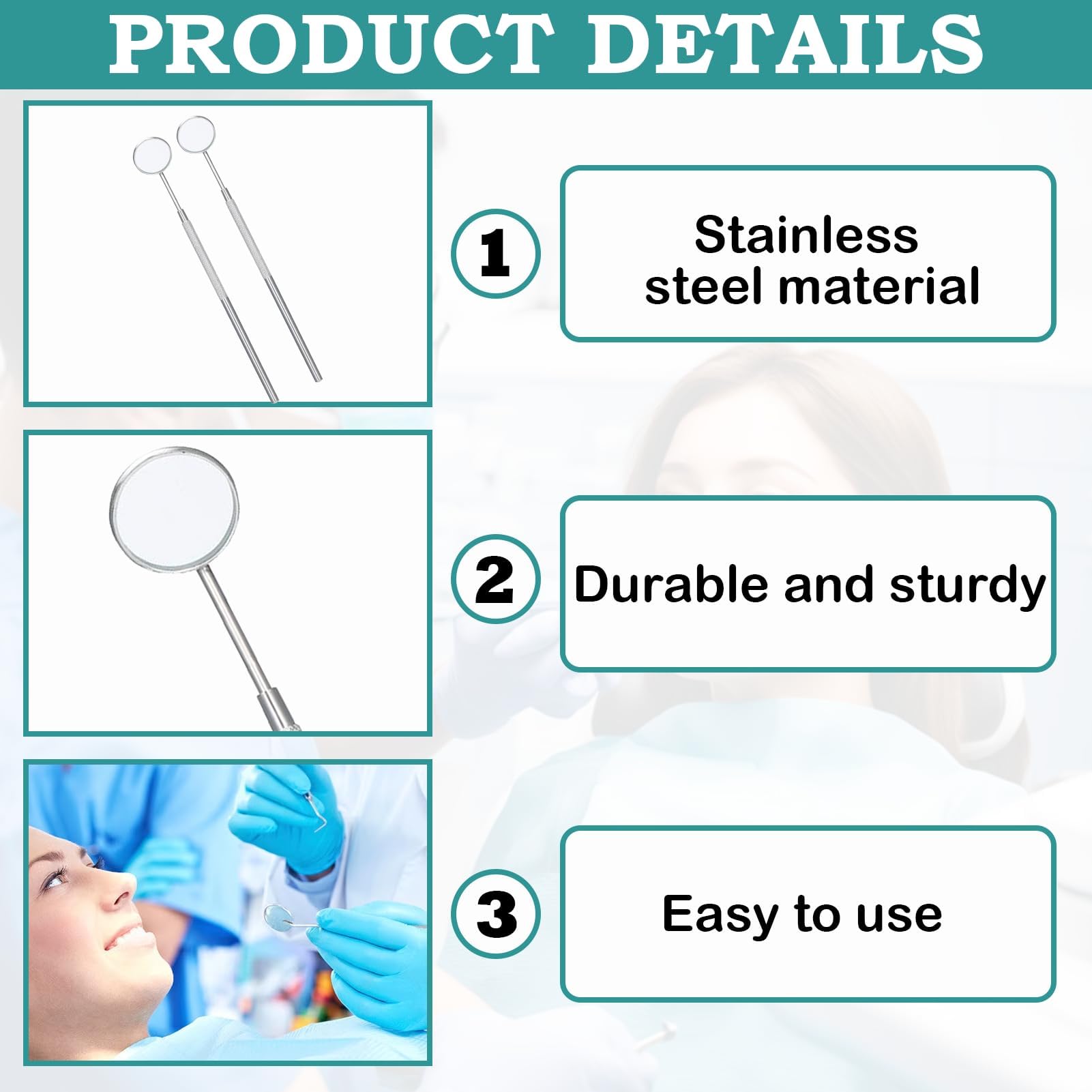 Espejo dental profesional de acero inoxidable Nº 5 autoclave