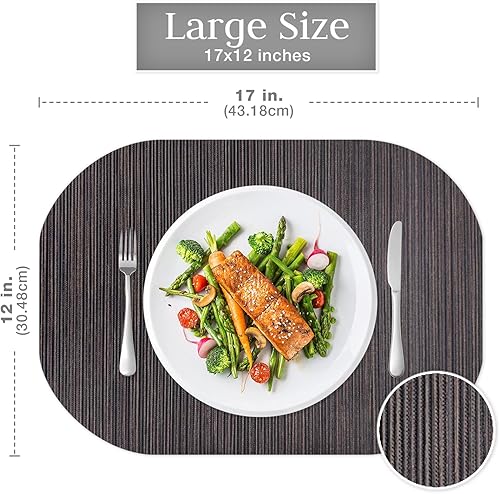 Miniatura 7 de Andie Home - Manteles individuales ovalados para mesa de cocina y comedor, juego de 6 piezas, resistentes al calor y lavables a la superficie, color