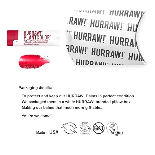 Miniatura 2 de Hurraw! Plantcolor Lip Color No. 1 Tono rojo. Alternativa de bálsamo y lápiz labial tintado altamente pigmentado. Vegano y totalmente natural. Fácil
