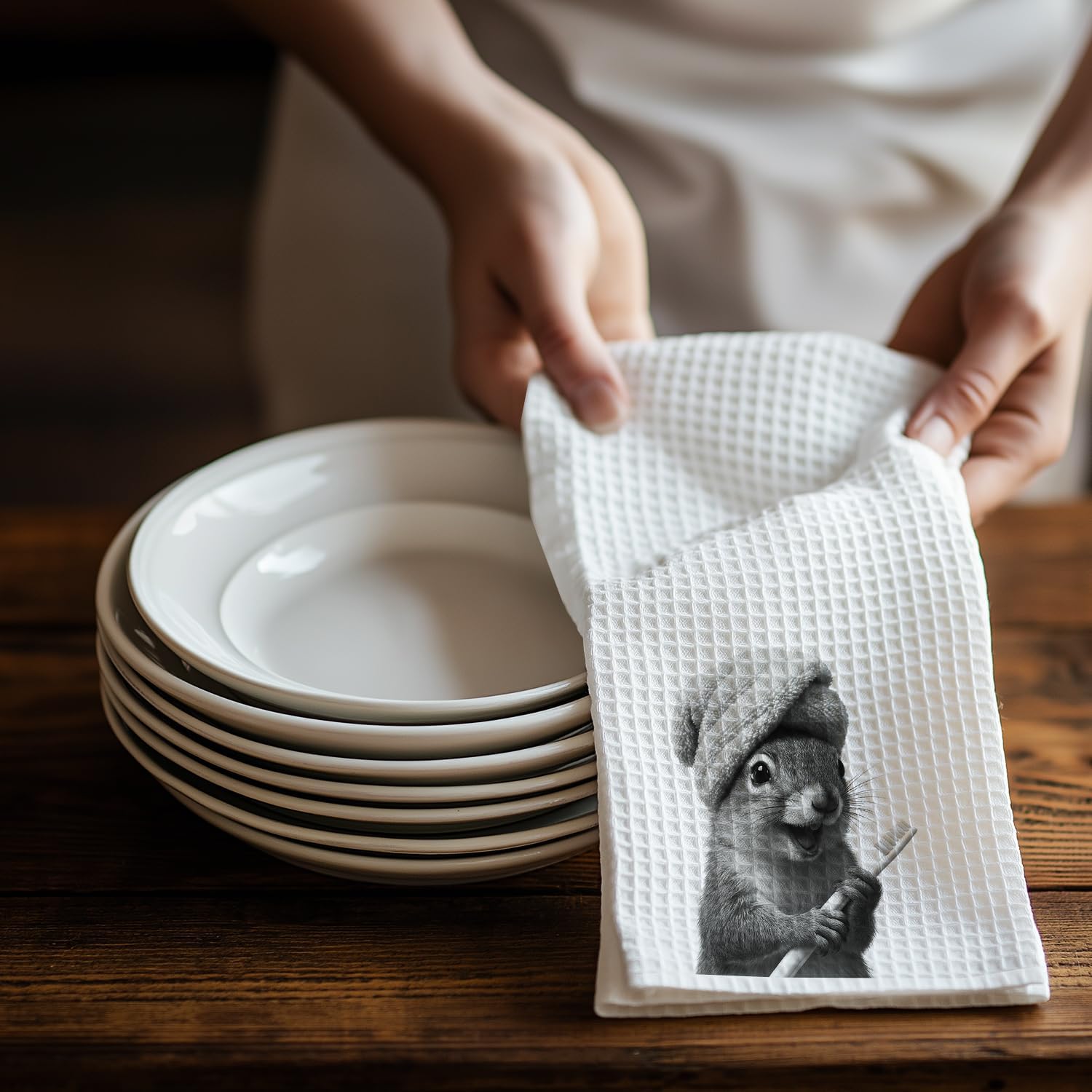 Funny Squirrel Bathroom Towel – Cute Animal Hand Towels for Bathroom Decor, Squirrel Lover Gifts for Women, Whimsical Dish Towels Tea Towels, 16x24 Inch - Image 6